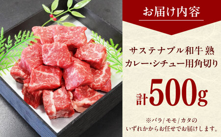 牛肉 サステナブル和牛 角切り カレー・シチュー用（モモ/カタ/バラ） 500g  [AIAT017] 牛肉