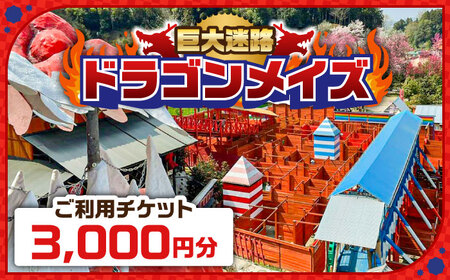 チケット 「心の駅　陽だまりの丘」 巨大迷路 ドラゴンメイズで使えるチケット 3000円分  [AIAZ001] チケット