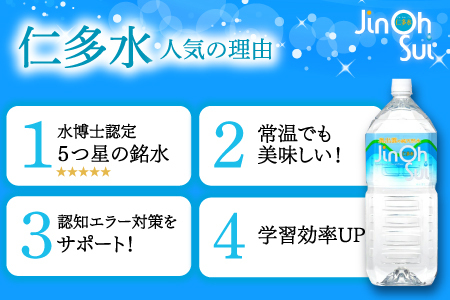 奥出雲の純天然水仁多水2L×6本【水 ミネラルウォーター 2l 6本 銘水 名水 シリカ 日用品 ペットボトル 国産 飲料水 天然水 備蓄水 防災 軟水 非加熱 非常用】