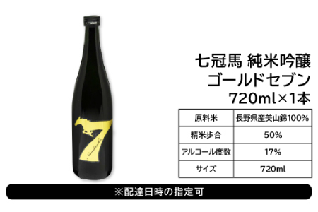 七冠馬ゴールドセブン冷酒グラスセット【日本酒 720ml 純米吟醸 純米酒 七冠馬 冷酒 お酒 酒 地酒 グラス 2個 セット 晩酌 アルコール こだわり プレゼント 贈り物 贈答 ギフト】