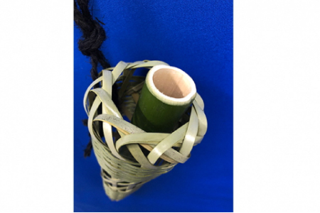 竹細工製品 蜘蛛の巣編みの籠＆一輪挿し セット