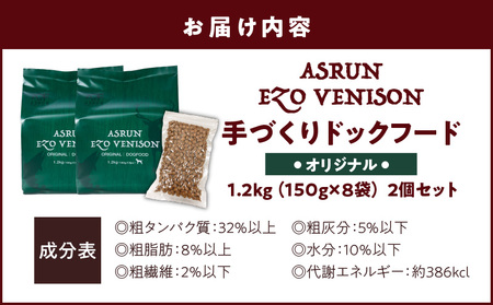 【 アスランエゾベニソン オリジナル 1.2kg 2個セット（ ドッグフード ） 】 T012-002 ペット用品 ペット 犬 ドッグ 餌 えさ ワンちゃん エゾシカ肉 北海道産エゾシカ肉 北海道産 低カロリー 高タンパク 鉄分 ミネラル 健康 国産 ブレンド グレインフリー 小分け 包装 新鮮 鹿肉 エゾシカ 北海道 アスランファクトリー ふるさと納税 鹿児島 おすすめ ランキング プレゼント ギフト