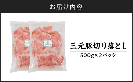 日本の米育ち平田牧場 三元豚切り落とし 500g×2（計1kg）　T036-004 肉 お肉 にく 食品 苫小牧市産 人気 おすすめ 送料無料 ギフト