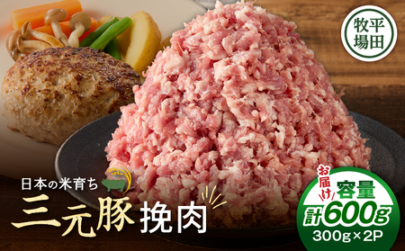 【 平田牧場 】 三元豚 ひき肉 600g T036-017 肉 お肉 にく 豚 豚肉 ブタ ぶた 挽肉 ハンバーグ 黒豚 バークシャー種 特別品種 便利 パック おかず 夕食 美味しい おいしい ジューシー ふるさと納税 北海道 苫小牧市 おすすめ ランキング プレゼント ギフト