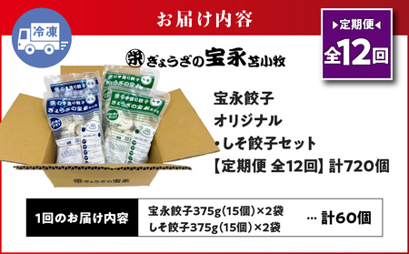 【 全12回 定期便（毎月）】ぎょうざ の 宝永 しそ餃子セット（ 宝永餃子 15個入×2袋＆ しそ餃子 15個入×2袋 ）合計1.5kg T004-T04-05 定期便 惣菜 総菜 ギョウザ 餃子 