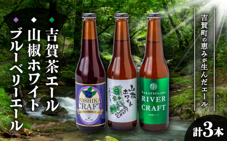 クラフトビール各種セット(ブルーベリーエール・山椒ホワイト・吉賀茶エール)【配送不可地域：離島】【1397074】