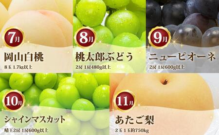フルーツ 定期便 2026年 フルーツ王国 岡山を堪能 5回コース 桃 もも 葡萄 ぶどう 梨 なし岡山県産 国産 果物 セット ギフト