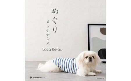 LaLaRelax ボーダーニット ホワイト×サックス【サイズ:L】