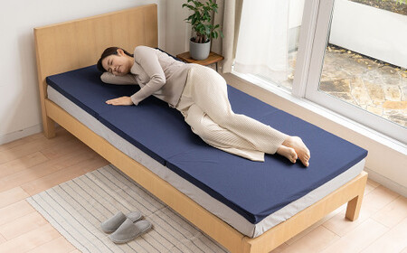 【シングル／ネイビー】低反発マットレス マットレストッパー  約4cm《MS低反発》マットレス 寝具 敷き布団 岡山県 倉敷市