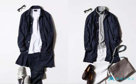 【ONO＋8186】藤巻百貨店別注 倉敷デニムコート／ネイビー　Ｍサイズ【デニム ジーンズ パンツ コート ショップコート 藤巻百貨 製品染め 別注 岡山県 倉敷市 おすすめ 人気】