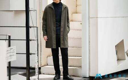 【Lサイズ】【ONO＋8186】藤巻百貨店別注 倉敷デニムコート／カーキ【デニム ジーンズ パンツ コート ショップコート 藤巻百貨 製品染め 別注 岡山県 倉敷市 おすすめ 人気】