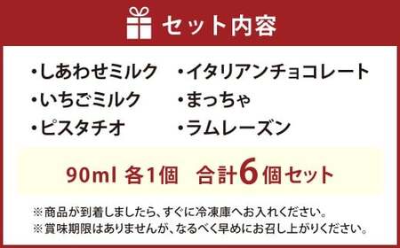 ジェラート 6個セット アイス 90ml 6種 各1個 ミルク いちごミルク ピスタチオ チョコ 抹茶 ラムレーズン 詰め合わせ 食べ比べ 岡山県 倉敷市