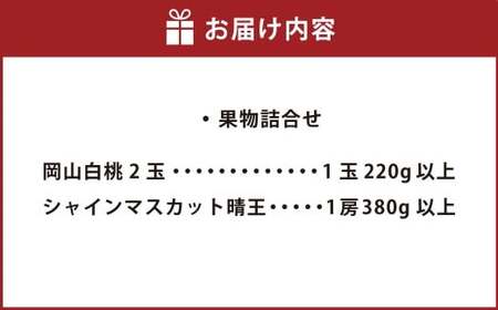 果物詰合せ（岡山白桃 2玉（1玉 220g以上）《等級：ロイヤル》・シャインマスカット晴王 1房（380g以上））【2026年7月上旬～8月上旬まで順次発送予定】【白桃 桃 もも モモ シャインマスカット 葡萄 ぶどう ブドウ フルーツ 果物 岡山県 倉敷市 おすすめ 人気】