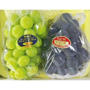 【先行受付】岡山県産　詰合せ/シャインマスカット『晴王』とニューピオーネ　化粧箱入り【配送不可地域：離島・北海道・沖縄県】【1281367】