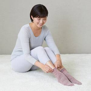 着る岩盤浴BSファイン　しっとりぽかぽかソックス【Mサイズ/ピンク】【1383988】