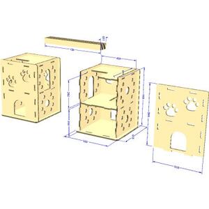 強化ダンボール 猫が選んだ【ニャンだ!!ねこハウス】2戸用 爪とぎブリッジ付【1437579】