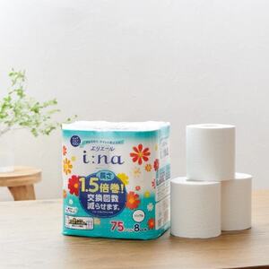 エリエール (イーナ)トイレットティシュー 1.5倍 75m(シングル)8R×3パック(24個)【配送不可地域:離島・北海道・沖縄県】【1615599】