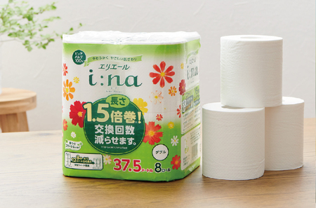 エリエール(イーナ)トイレットペーパー 1.5倍 37.5m(ダブル)8R×8パック(64個)【配送不可地域：離島・北海道・沖縄県】【1625315】