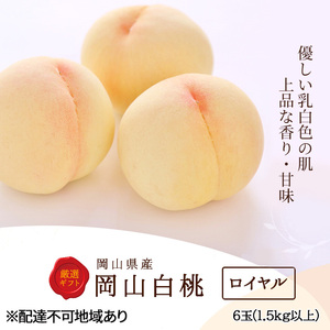 桃 2026年 先行予約 白桃 6玉 (1.5kg以上) 等級：ロイヤル 化粧箱入り もも モモ 岡山県産 国産 フルーツ 果物 セット ギフト