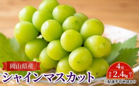 ぶどう 【2026年 先行予約】 シャインマスカット 4房 合計2.4kg以上 マスカット ブドウ 葡萄  岡山県産 国産 フルーツ 果物 ギフト