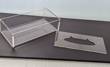 アクリル ネコ ティッシュBOX 雑貨 日用品 クリア ペーパータオル マスク 透明 手作り 