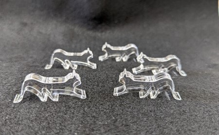 アクリル ネコ 箸置き 5コSET 雑貨 日用品 透明 猫 手作り