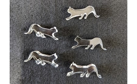 アクリル ネコ 箸置き 5コSET 雑貨 日用品 透明 猫 手作り