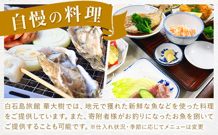 白石島旅館 華大樹 宿泊券 1泊3食付 +アクティビティ (1名) 華大樹《30日以内に出荷予定(土日祝除く)》岡山県 笠岡市 送料無料 チケット 食事 付き 宿泊 旅行 笠岡諸島