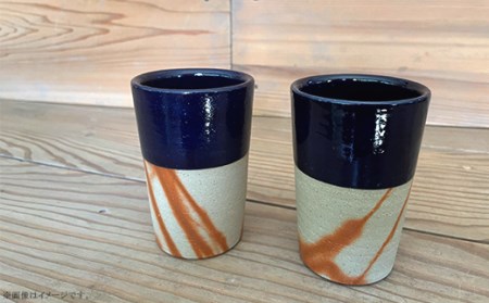 ビアマグ2個セット デニム備前（備前焼緋襷藍釉） | 岡山県井原