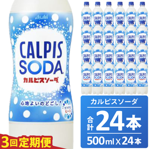 【定期便】カルピスソーダ（500mL×24本）〔3回配送〕039-002