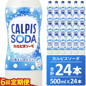 【定期便】カルピスソーダ（500mL×24本）〔6回配送〕078-002