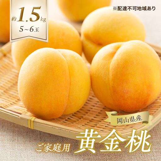 桃 2026年 先行予約 ご家庭用 黄金桃 5～6玉 合計約1.5kg もも モモ 岡山県産 国産 フルーツ 果物 ギフト
