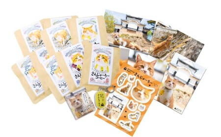 猫城主 さんじゅーろーグッズセット ドリップコーヒー 雑貨 猫グッズ オリジナルシール ポストカード キーホルダー 猫のパッケージ ブレンド モカ 