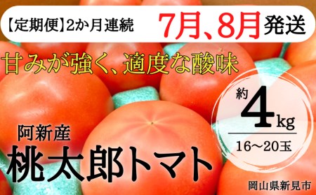 【定期便：7・8月発送】阿新産桃太郎トマト 1箱 約4kg 16～20玉 2か月連続お届け