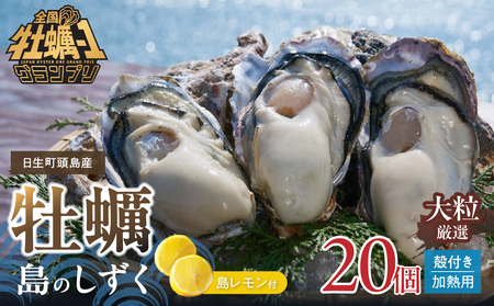 【 2025年発送 】【厳選！】日生頭島大粒殻付き牡蠣「島のしずく」（加熱用・20個）と「島レモン」