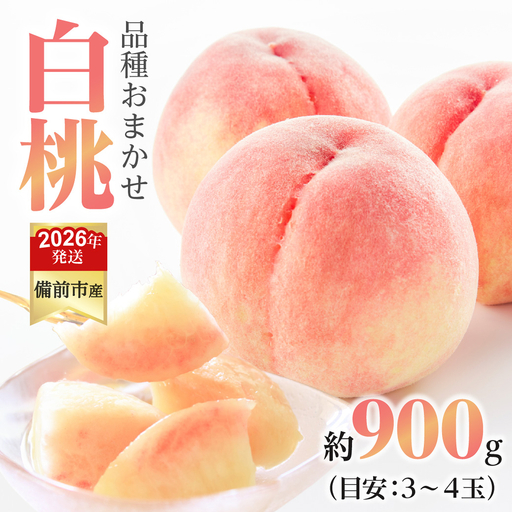 【2026年発送分　先行受付開始！】びぜん白桃　早生4品種のうち1品種　約0.9kg（令和8年6月下旬～7月上旬頃発送）【桃】