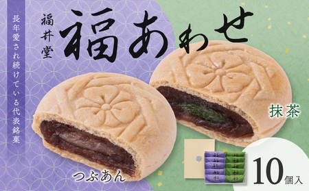 福あわせ（10個入り）【老舗 和菓子 お菓子 最中 おかし もなか つぶあん 抹茶 お茶菓子 贈り物 お中元 お歳暮 求肥 伝統】