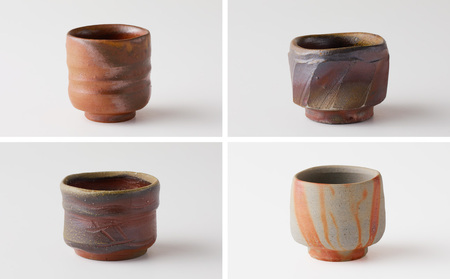 備前焼 ぐい呑・ポーチ(岡山県産デニム・真田紐使用)2個セット