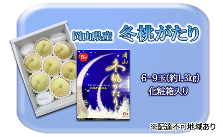 桃 2026年 先行予約 冬桃がたり6～9玉（約1.3kg）化粧箱入り もも モモ 岡山県産 国産 フルーツ 果物 セット ギフト