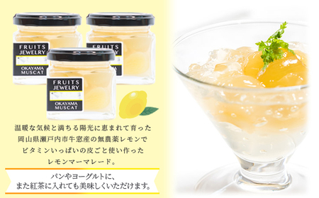 FRUITS JEWELRY 岡山 レモン マーマレード 120g×3個 セット ( 瀬戸内市 牛窓産 レモン使用) ジャム 無添加 皮ごと ビタミン フルーツジャム パン 塗る つける ヨーグルト 食卓 朝食 さわやか