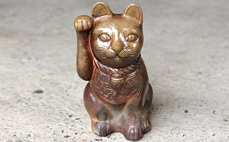 明光窯 招き猫 （ 備前焼 ） 陶器 猫 ネコ ねこ 雑貨 日用品 | 岡山県 
