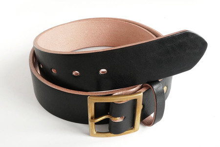 E STREET LEATHER ベンズクラシック 4cm幅 茶芯革 極厚レザーベルト ブラック（34インチ 86.5cm） 【star005-3-01】