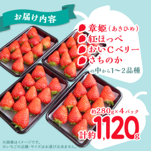 岡山県美作市産 いちご詰合せ(約280g×4パック)【配送不可地域:離島・北海道・沖縄県】【1073695】