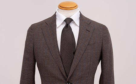 イタリア産WOOL100%ネクタイ/ブラウン【1663407】