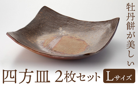 四方皿 Lサイズ 2枚セット備前焼 皿 食器 亜登武窯《90日以内に出荷予定(土日祝除く)》電子レンジ使用可 オーブン使用可 岡山県 浅口市 送料無料