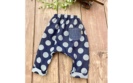 「大きなドット」児島デニムのサルエルパンツ（約100センチ） ファッション 子供服 キッズ 