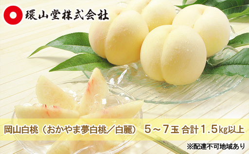 桃 2026年 先行予約 岡山 白桃（品種：おかやま夢白桃／白麗）5～7玉 合計1.5kg以上 もも モモ 岡山県産 国産 フルーツ 果物 ギフト 環山堂 上品 甘み 香り 贈り物 果実 柔らかい 多汁