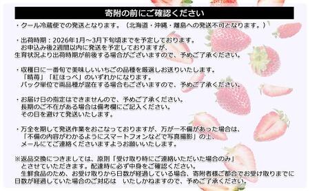 鏡野町産 朝採れ!旬の完熟いちご 300g×2パック<2026年1月~3月発送>【038-a003】