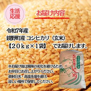 令和7年産 鏡野町産コシヒカリ 玄米 20kg【033-a010】