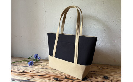 【 AKIRA オリジナル】【 マツコの知らない世界 で紹介されました！】職人手作り 大きなトートバッグ レディスショルダータイプ 黒×ベージュ帆布 A4対応 大きい 大容量 軽量 軽い 横型 日本製 キャンバス 肩掛け 通勤 通学 上質 カジュアル オシャレ シンプル レディース カバン 鞄 バック